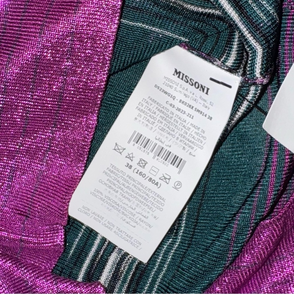 New Missoni Mini Long Sleeve Dress Metallic Purple Fall Knit Revolve Rare - Picture 5 of 10